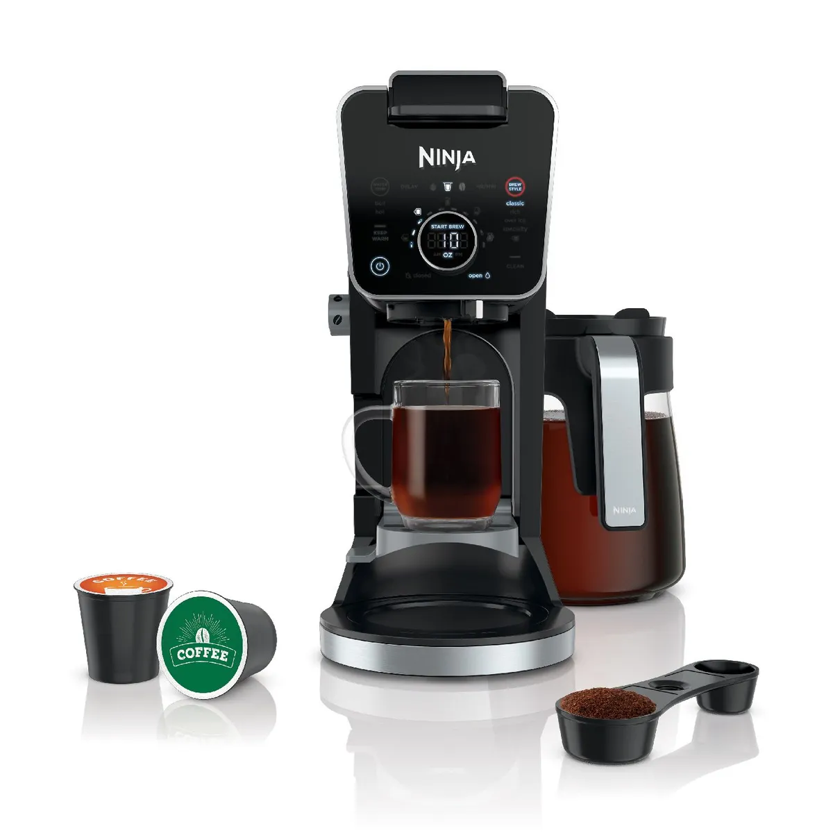 NINJA - Cafetera Ninja Dualbrew Pro para Cápsulas y Molido 12 Tazas CFP301