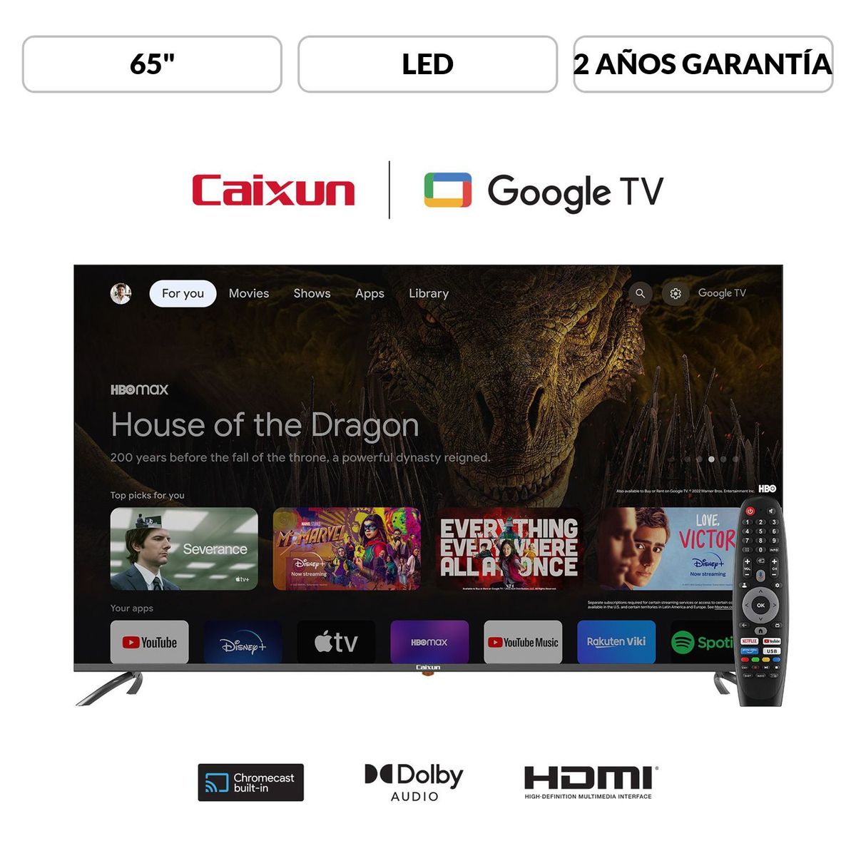 CAIXUN - Televisor Caixun | 65 pulgadas LED 4K UHD | C65VAUG