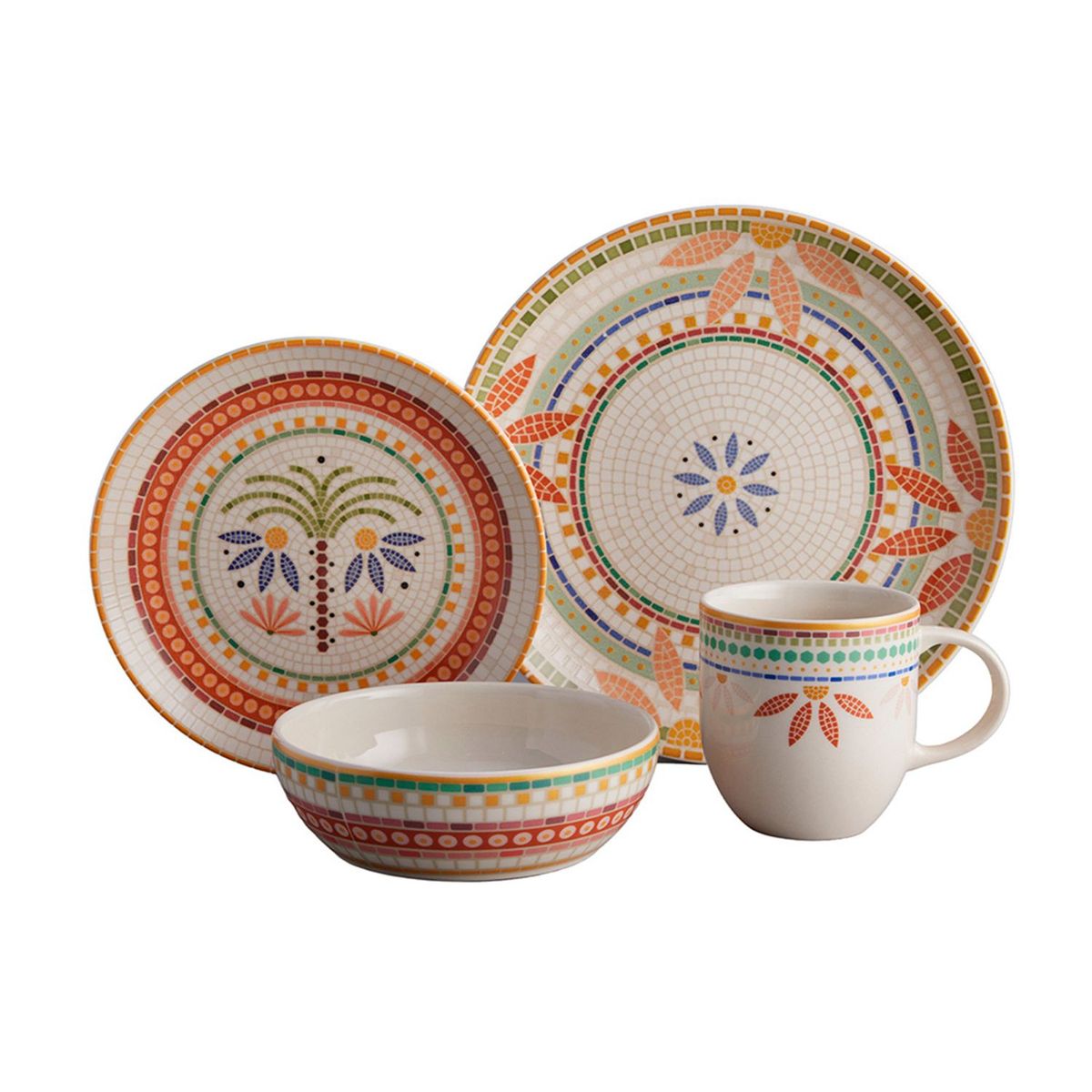 CORONA - Vajilla Corona: 4 puestos 16 piezas Fiore