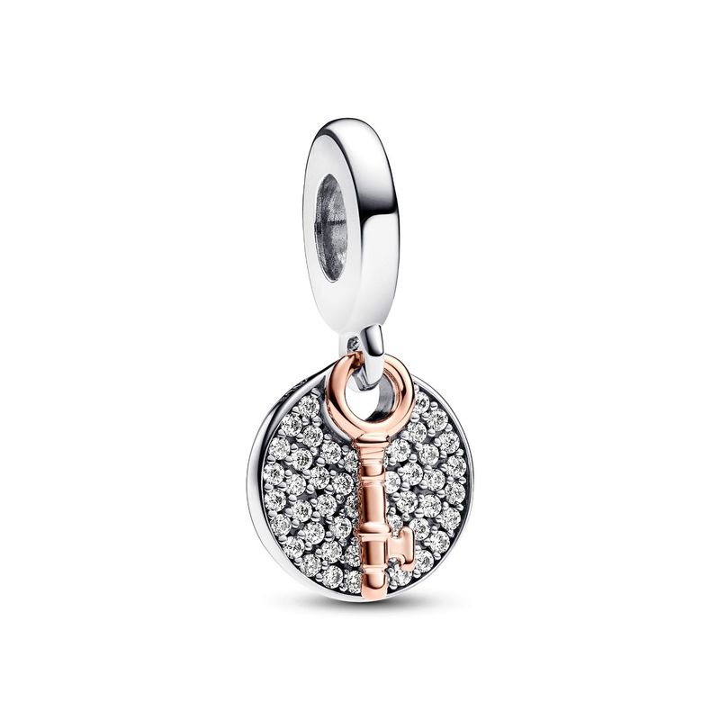 PANDORA - Charm Pandora Doble Llave a la Felicidad Plata Esterlina y Recubrimiento en Oro Rosa