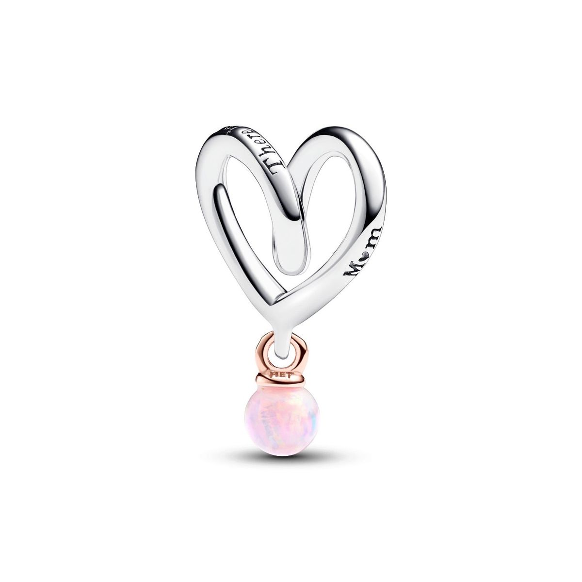PANDORA - Charm Pandora Corazón Envuelto Plata Esterlina y Recubrimiento en Oro Rosa