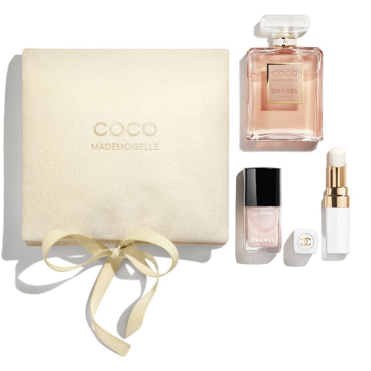 CHANEL - SET CHANEL COCO MADEMOISELLE TROUSSE LE LOOK SECRET  - Como Mademoiselle EDP 50 ml + Rouge Coco Baumbe Dreamy White + Le Vernis Ballerina