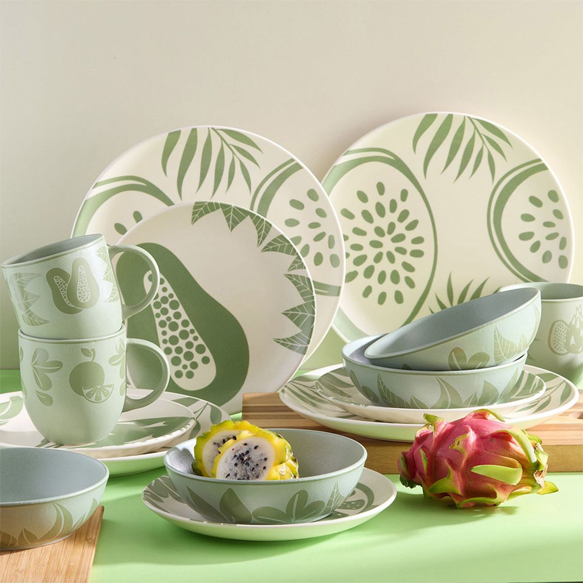 CORONA - Vajilla Corona: 4 puestos 16 piezas Frutto