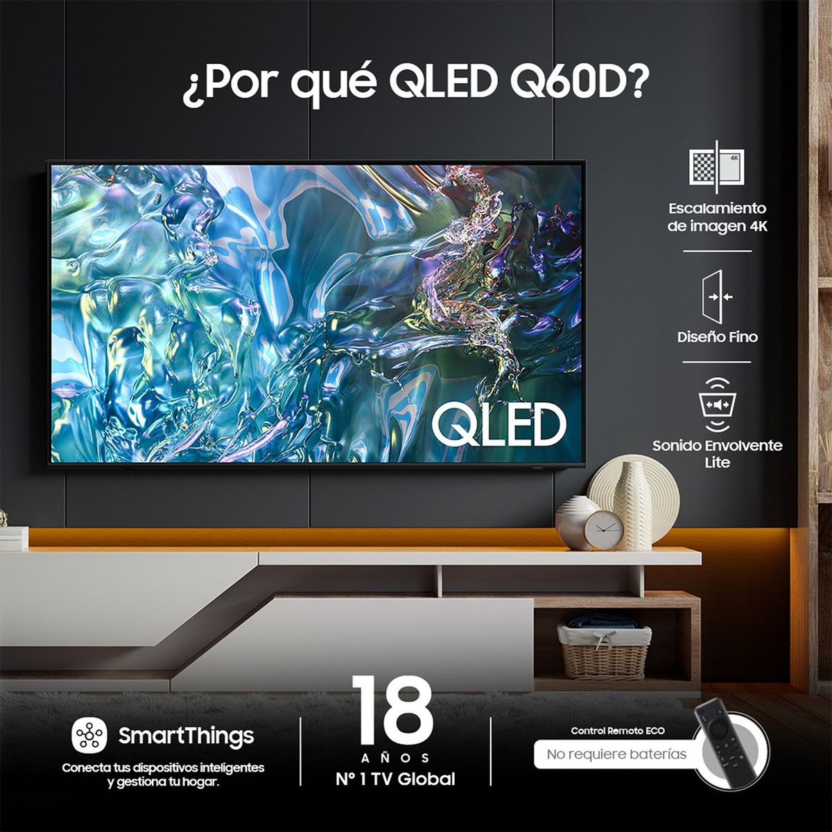 SAMSUNG - Televisor Samsung | 50 pulgadas QLED 4K HDR | QN50Q60DAKXZL