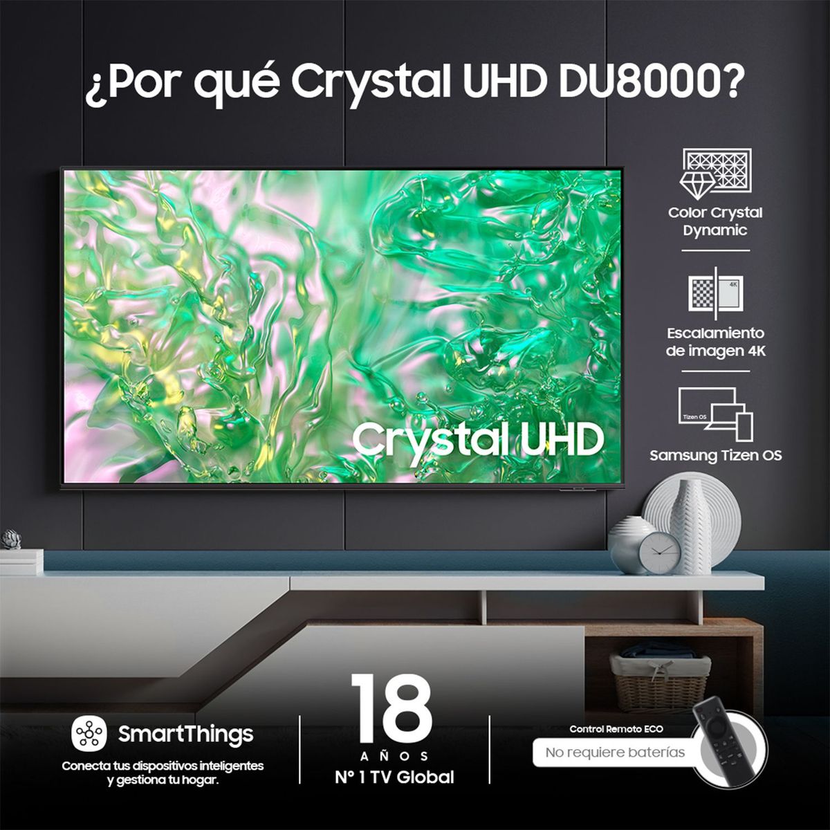 SAMSUNG - Televisor Samsung |65 Pulgadas Crystal UHD 4K | UN65DU8000KXZL