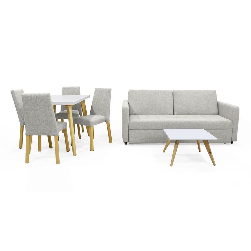 MICA - Juego de Sala Moderno en Poliéster (Sofá + Juego de Comedor 4 Puestos + Mesa de Centro) Mica 