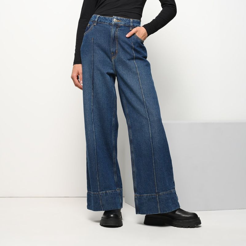 BASEMENT - Jean Wide Leg Mujer Tiro alto Basement