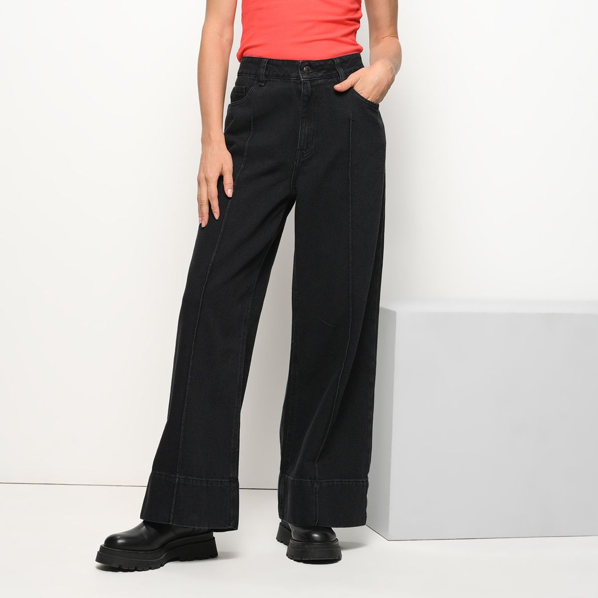 BASEMENT - Jean Recto Mujer Tiro alto Basement