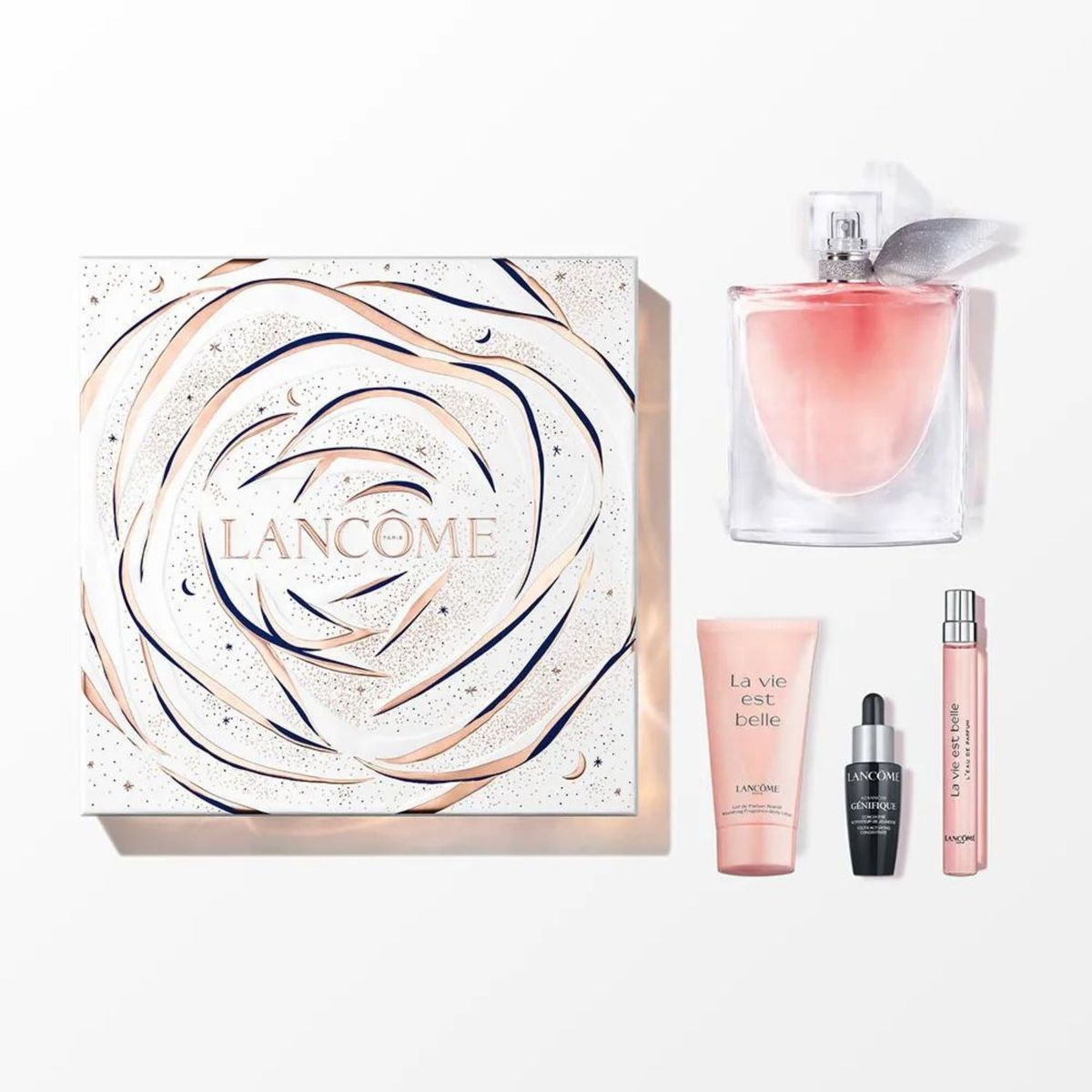 LANCOME - Set La Vie est Belle Incluye: Perfume La Vie Est Belle 100 ml , Perfume tamaño viajero 10 ml , Lotion 50 ml , Serum Genifique 10 ml 
