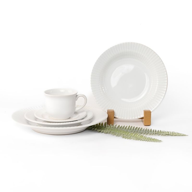 MICA - Juego de Vajilla Mica 4 Puestos Vajilla 20 Pzas Blanca Canele