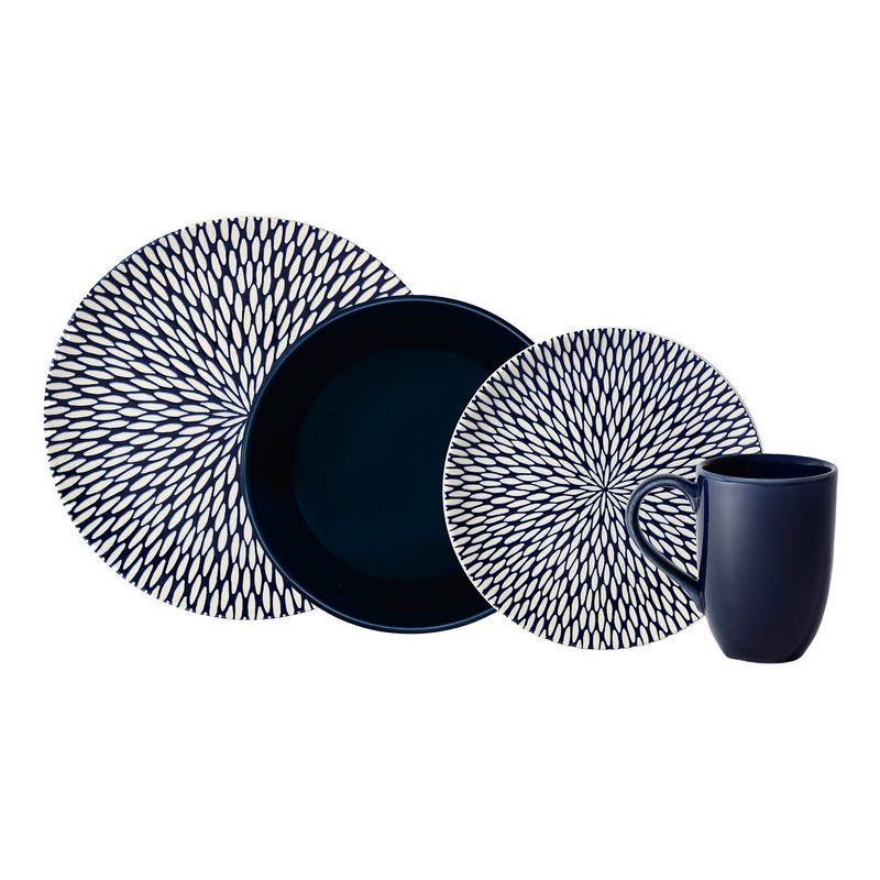 MICA - Juego de Vajilla Mica 4 Puestos Vajilla 16 Pzas Azul Navy
