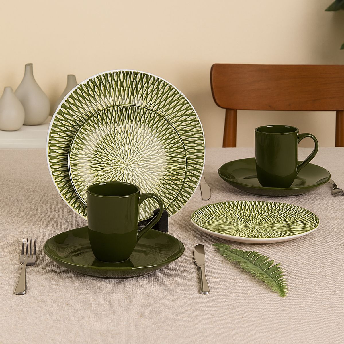 MICA - Juego de Vajilla Mica 4 Puestos Vajilla 16 Pzas Azul Navy