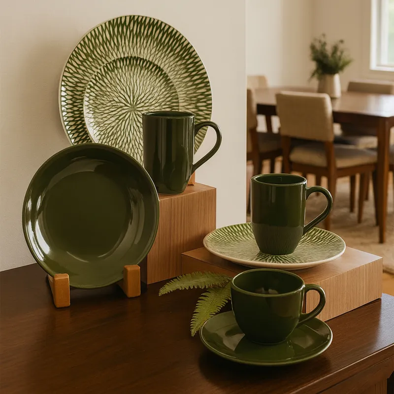 Vajilla MICA: Verde Limon puestos 16 piezas MICA