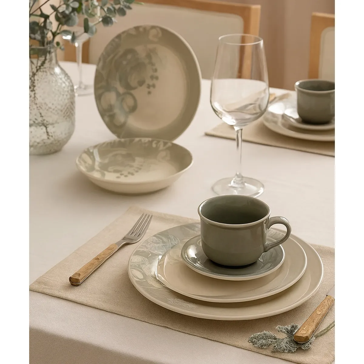 ROBERTA ALLEN - Vajilla Roberta Allen: Porcelana Pera Gris 4 puestos 20 piezas