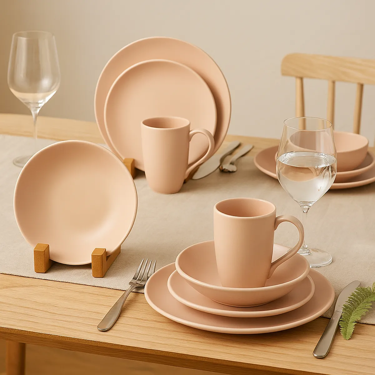 BASEMENT - Juego de Vajilla Basement Home 4 Puestos Vajilla 16 Pzas Oliva Unni Mate