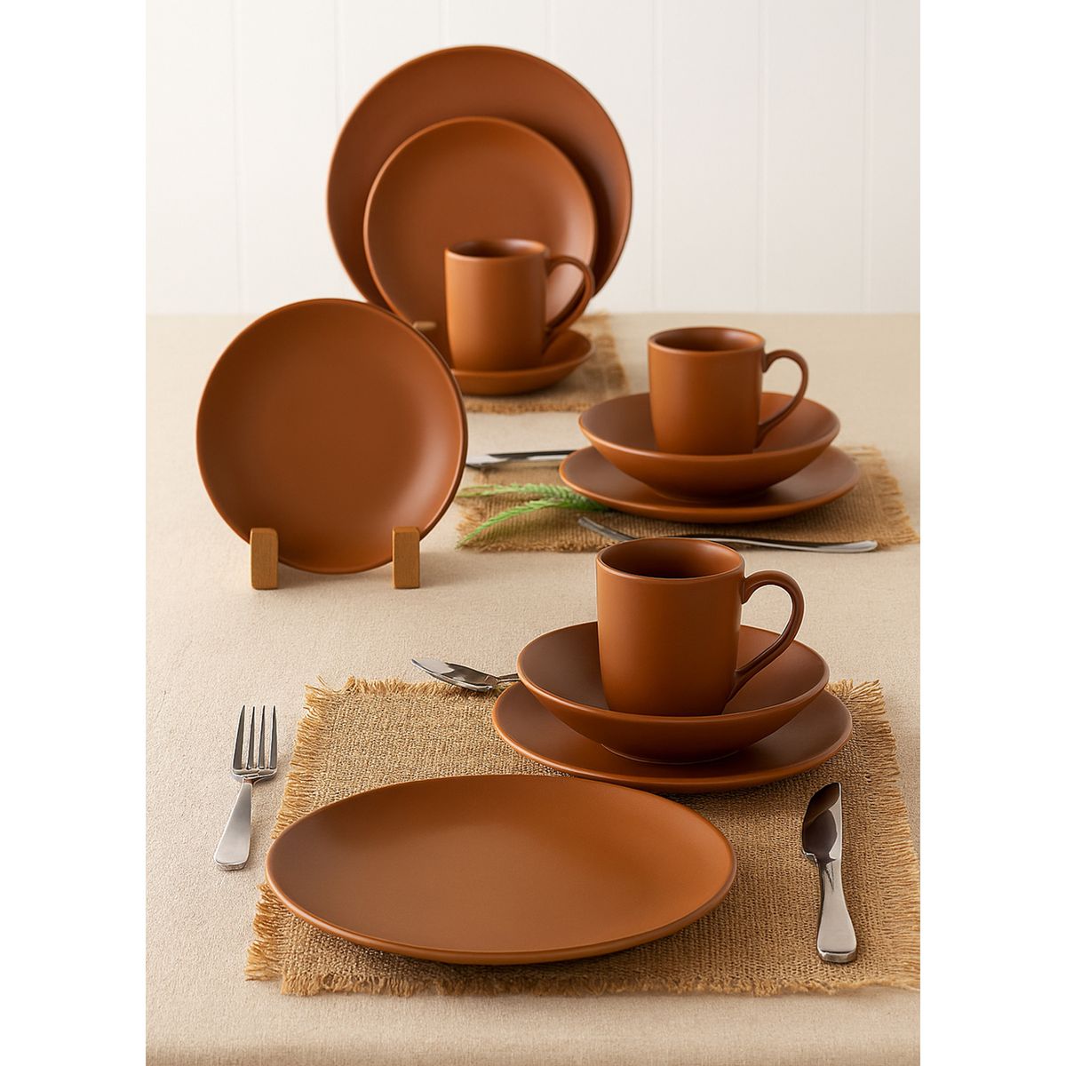 BASEMENT - Juego de Vajilla Basement Home 4 Puestos Vajilla 16 Pzas Oliva Unni Mate