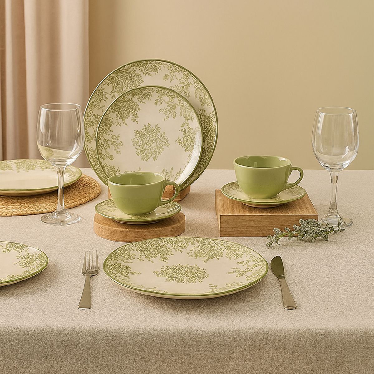 ROBERTA ALLEN - Juego de Vajilla Roberta Allen 4 Puestos Vajilla 20 Pzas Magn Verde