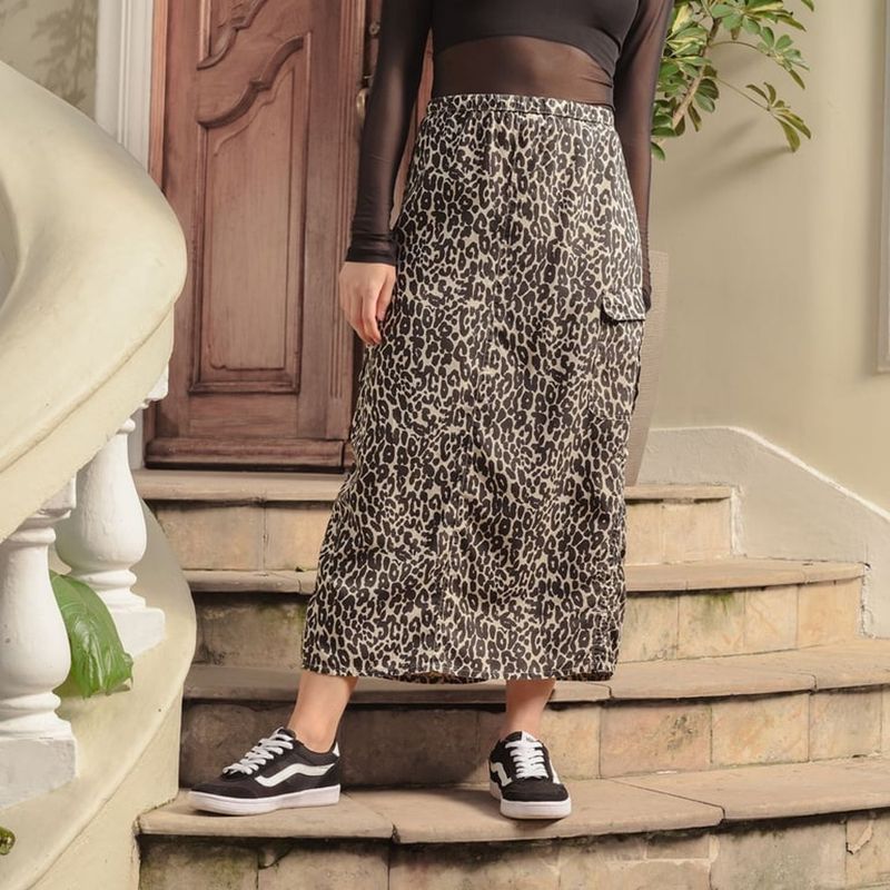 SYBILLA - Falda Midi Mujer Animal print Sybilla
