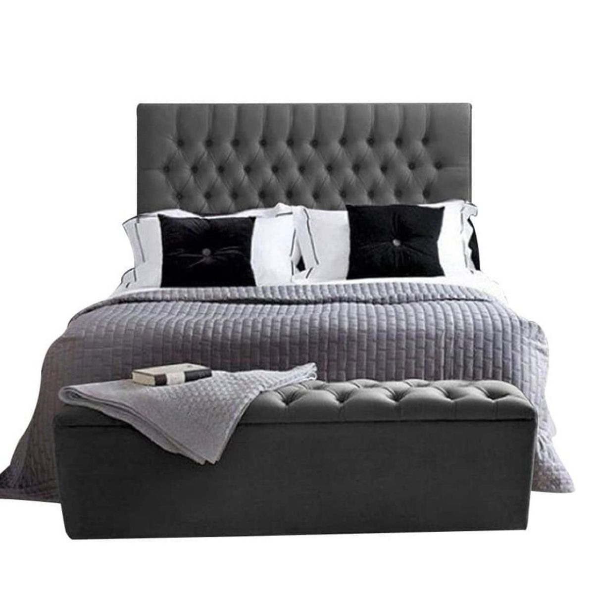 EKONOMODO - Colchón con Base Cama  Doble Firmeza Media Ortopédico con Pillow Resortado 140 x 190 cm  + Cabecero Combo Ekonomodo 