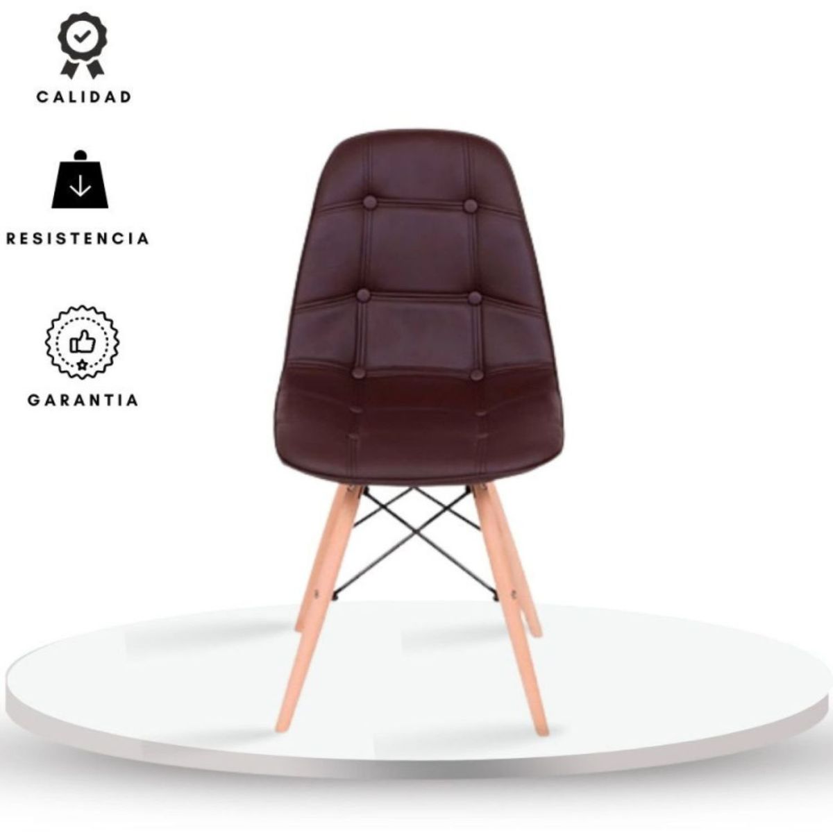 EKONOMODO - Silla de Comedor Moderna en Cuerina con Patas de Matera 85 x 39 x 43 cm  Ekonomodo 