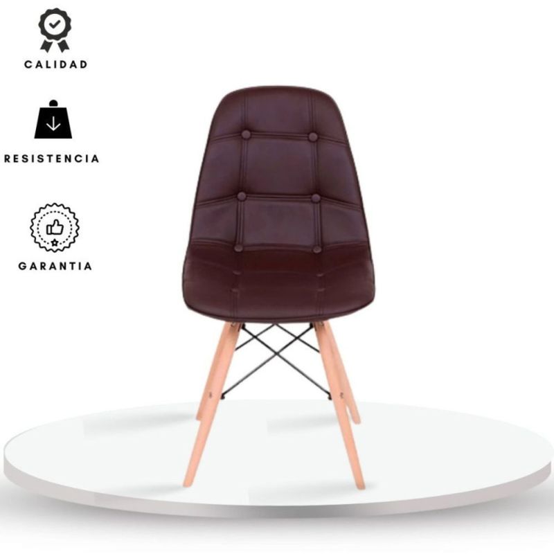 EKONOMODO - Silla de Comedor Moderna en Cuerina con Patas de Matera 85 x 39 x 43 cm  Ekonomodo 