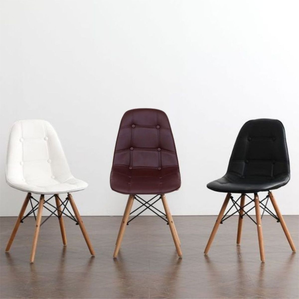 EKONOMODO - Silla de Comedor Moderna en Cuerina con Patas de Matera 85 x 39 x 43 cm  Ekonomodo 