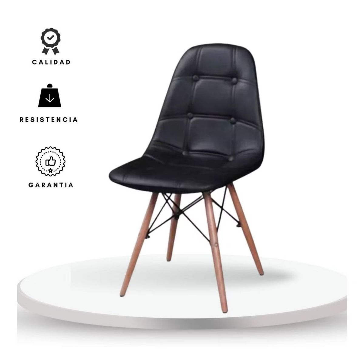 EKONOMODO - Silla de Comedor Moderna en Cuerina con Patas de Matera 85 x 39 x 43 cm  Ekonomodo 