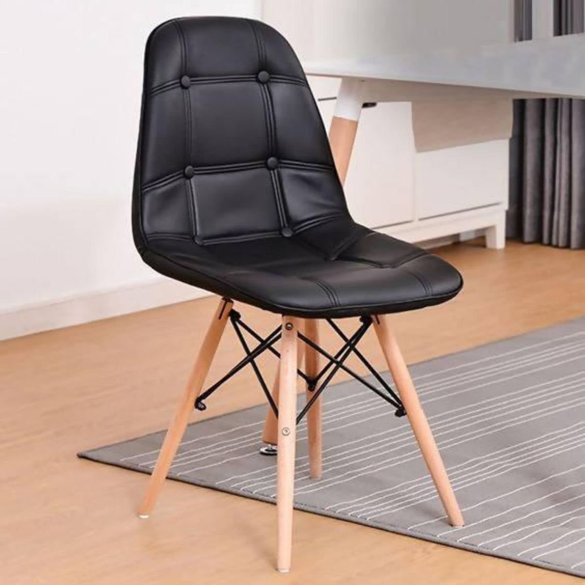 EKONOMODO - Silla de Comedor Moderna en Cuerina con Patas de Matera 85 x 39 x 43 cm  Ekonomodo 