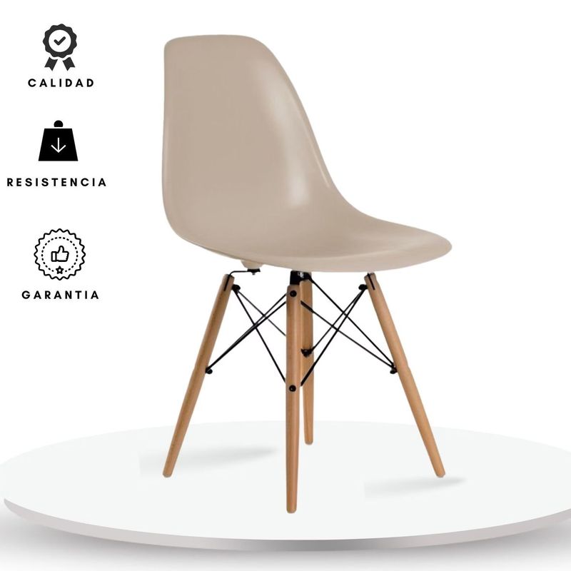 EKONOMODO - Silla de Comedor Moderna en Polipropileno con Patas de Madera 83 x 48 x 53 cm  Ekonomodo 