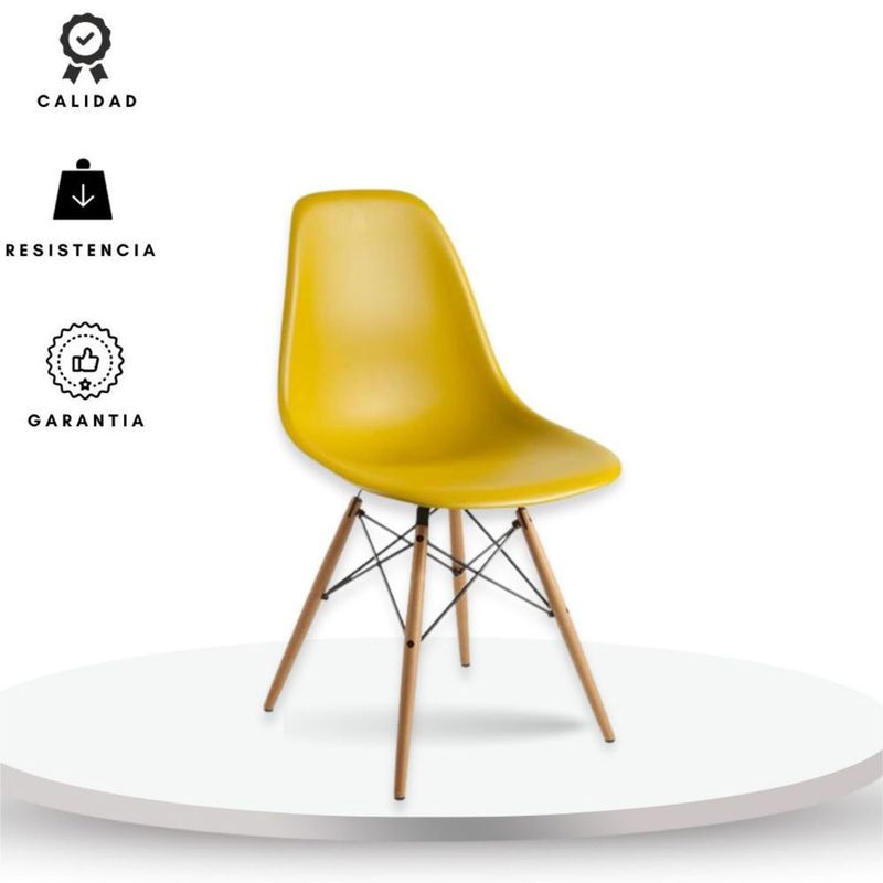 EKONOMODO - Silla de Comedor Moderna en Polipropileno con Patas de Madera 83 x 48 x 53 cm  Ekonomodo 