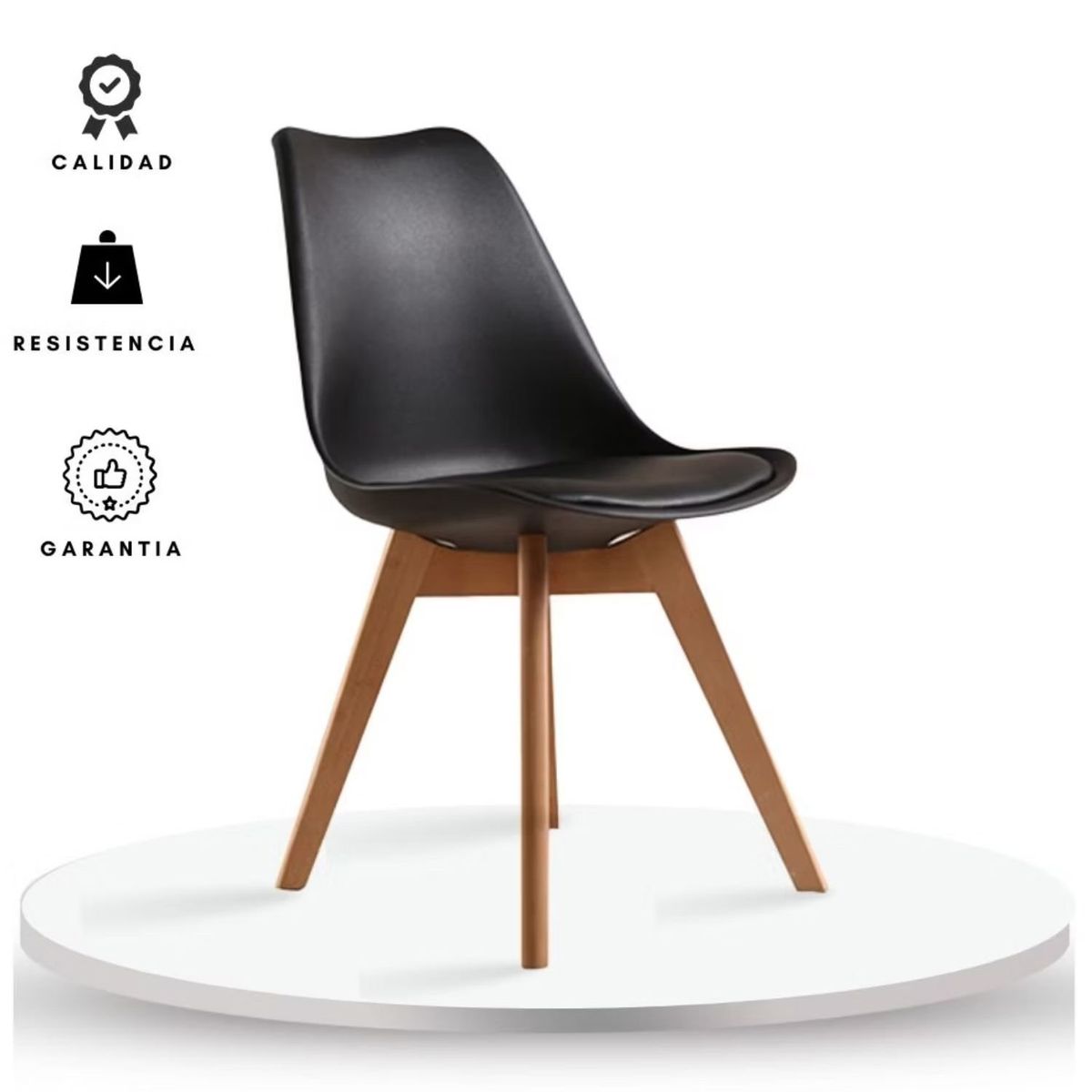 EKONOMODO - Silla de Comedor Moderna en Cuerina con Patas de Matera 83 x 39 x 43 cm  Ekonomodo 