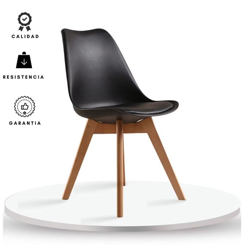 EKONOMODO - Silla de Comedor Moderna en Cuerina con Patas de Matera 83 x 39 x 43 cm  Ekonomodo 