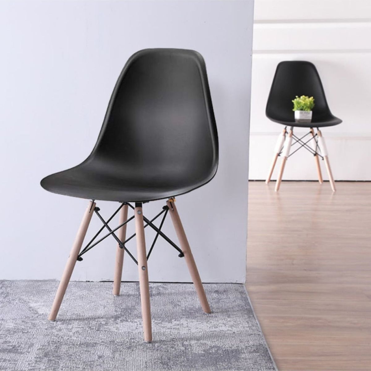 EKONOMODO - Silla de Comedor Moderna en Polipropileno con Patas de Madera 83 x 48 x 53 cm  Ekonomodo 