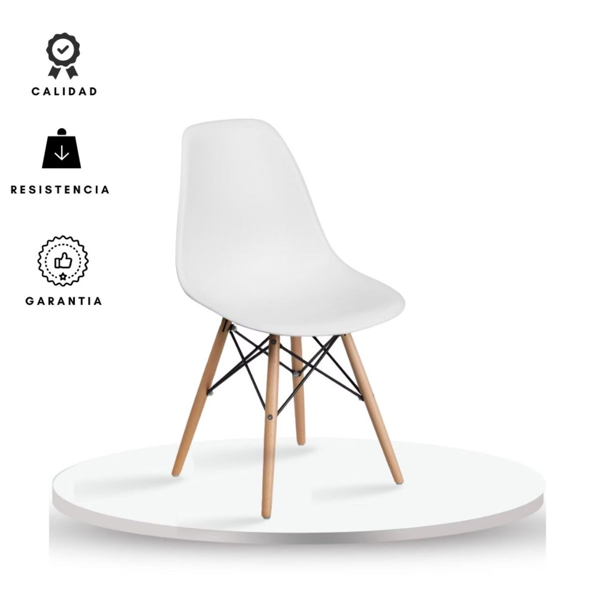 EKONOMODO - Silla de Comedor Moderna en Polipropileno con Patas de Madera 83 x 48 x 53 cm  Ekonomodo 