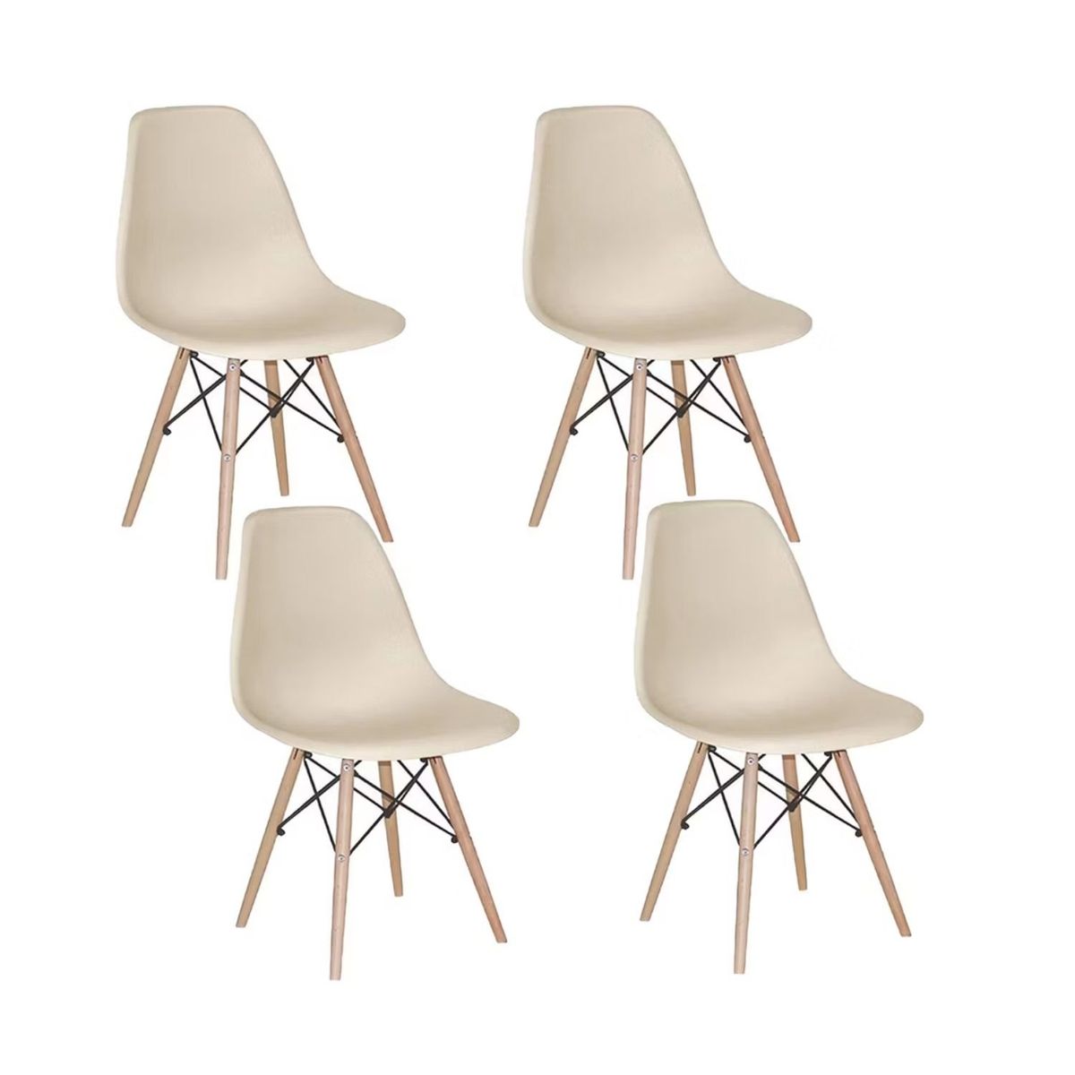 EKONOMODO - Set X4 Silla de Comedor en Polipropileno con Patas de Madera 83 x 48 x 53 cm  Ekonomodo 