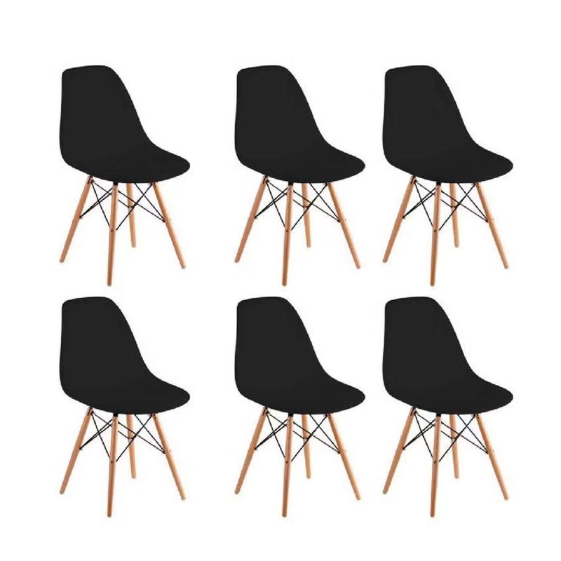EKONOMODO - Set X6 Silla de Comedor en Polipropileno con Patas de Madera 83 x 48 x 53 cm  Ekonomodo 