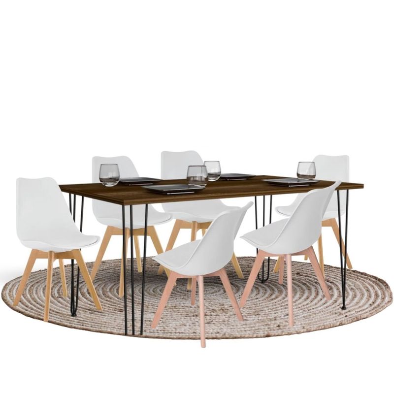 EKONOMODO - Juego de Comedor Moderno para 6 Personas (Comedor + 6 Sillas) Ekonomodo 