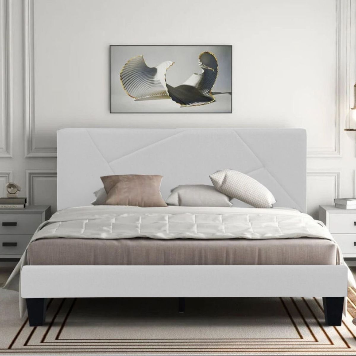 EKONOMODO - Colchón con Base Cama  Semidoble Firmeza Media Ortopédico con Pillow Resortado 120 x 190 cm  + Cabecero Combo Ekonomodo 