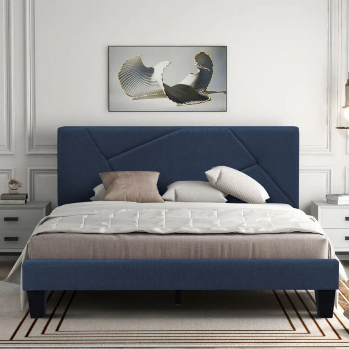 EKONOMODO - Colchón con Base Cama  Semidoble Firmeza Media Ortopédico con Pillow Resortado 120 x 190 cm  + Cabecero Combo Ekonomodo 