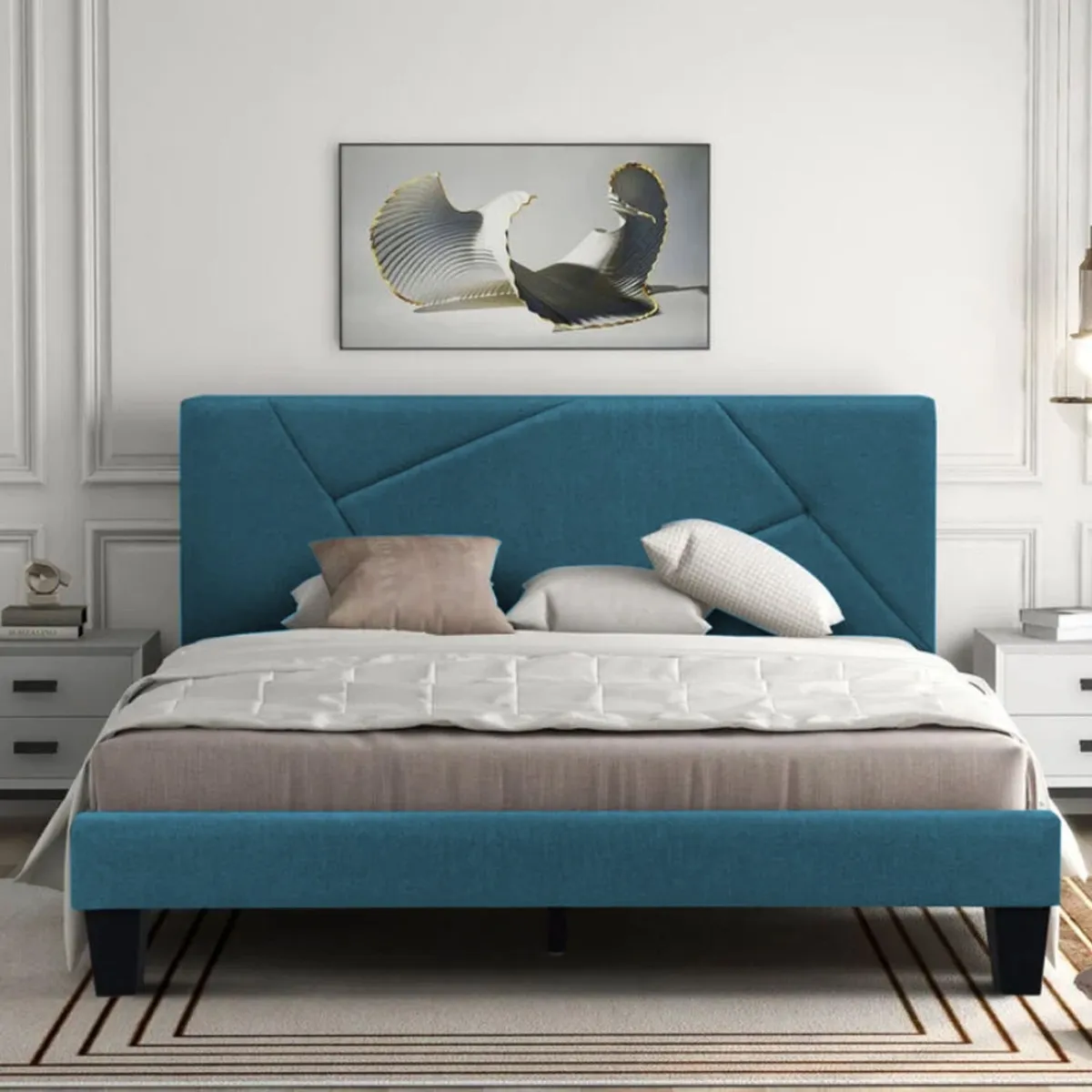 EKONOMODO - Colchón con Base Cama  Semidoble Firmeza Media Ortopédico con Pillow Resortado 120 x 190 cm  + Cabecero Combo Ekonomodo 