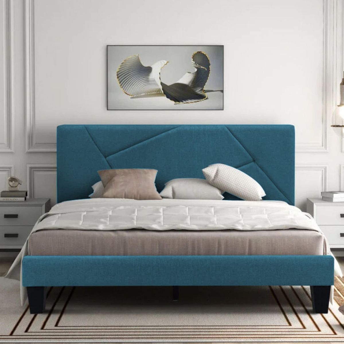 EKONOMODO - Colchón con Base Cama  Semidoble Firmeza Media Ortopédico con Pillow Resortado 120 x 190 cm  + Cabecero Combo Ekonomodo 