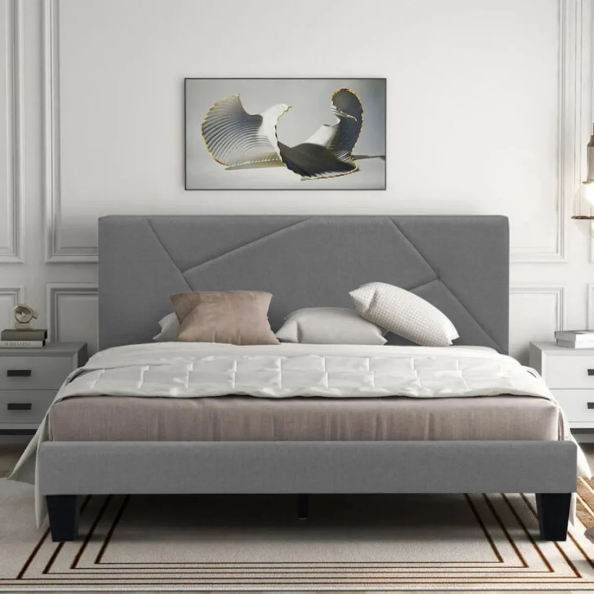 EKONOMODO - Colchón con Base Cama  Doble Firmeza Media Ortopédico con Pillow Resortado 140 x 190 cm  + Cabecero Combo Ekonomodo 