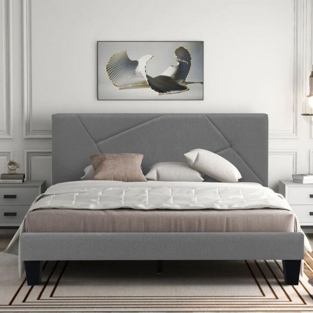 EKONOMODO - Colchón con Base Cama  Doble Firmeza Media Ortopédico con Pillow Resortado 140 x 190 cm  + Cabecero Combo Ekonomodo 
