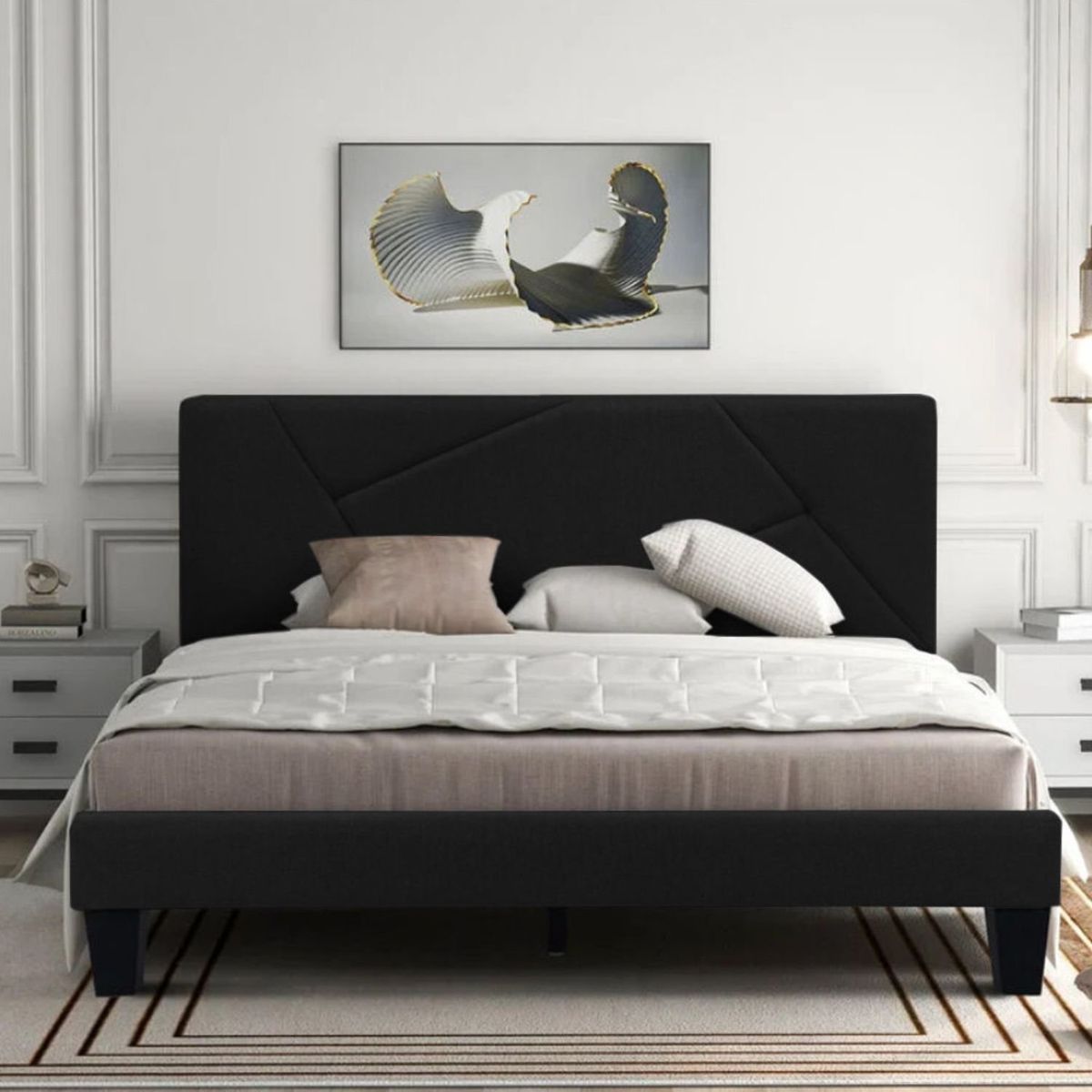 EKONOMODO - Colchón con Base Cama  Doble Firmeza Media Ortopédico con Pillow Resortado 140 x 190 cm  + Cabecero Combo Ekonomodo 