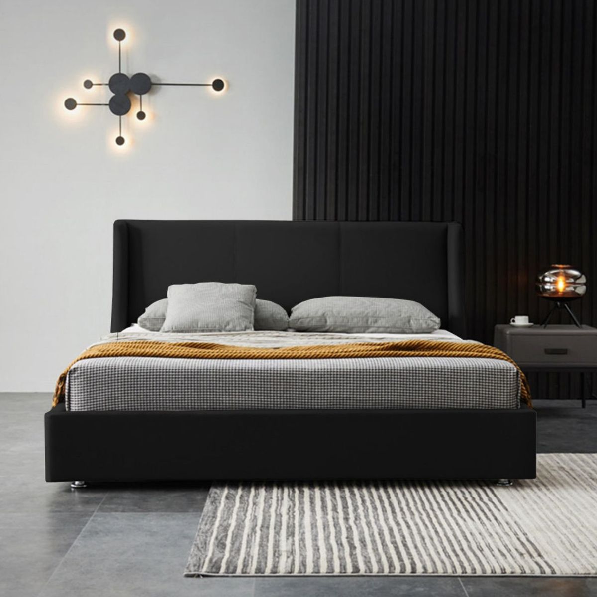 EKONOMODO - Colchón con Base Cama  Queen Firmeza Media Ortopédico con Pillow Resortado 160 x 190  + Cabecero Combo Ekonomodo 
