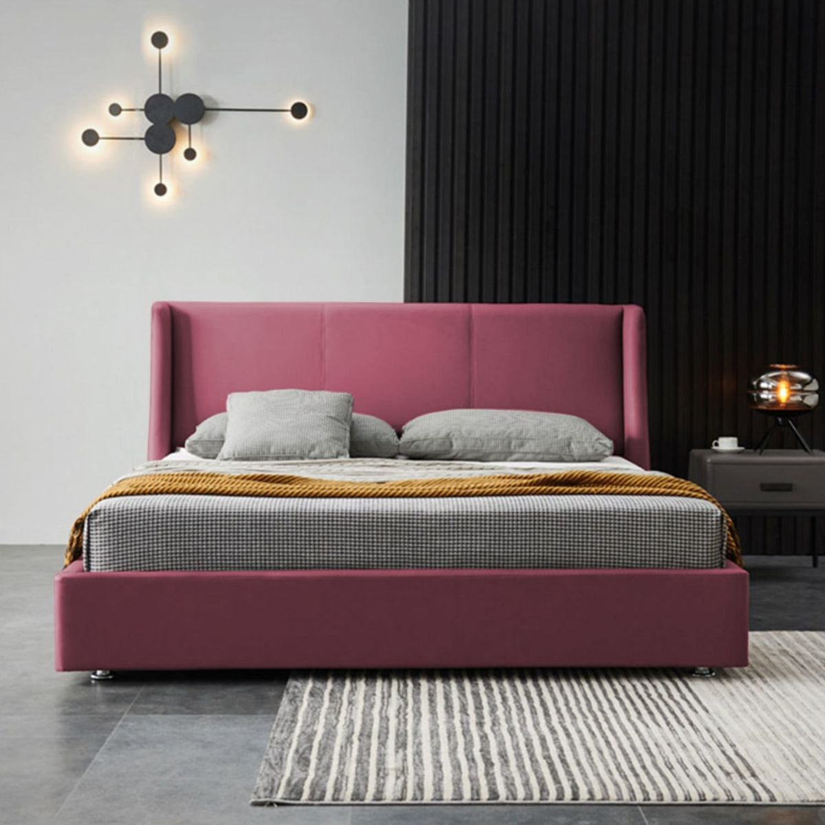 EKONOMODO - Colchón con Base Cama  King Firmeza Media Ortopédico con Pillow Resortado 200 x 200 cm  + Cabecero Combo Ekonomodo 