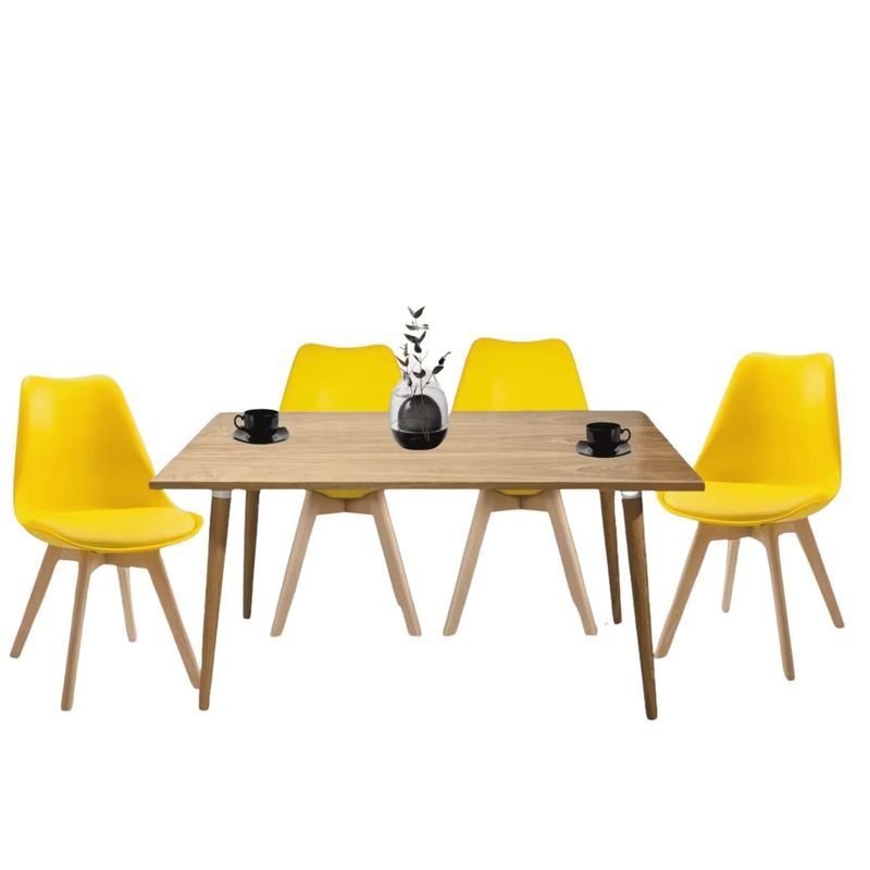 EKONOMODO - Juego de Comedor Moderno para 4 Personas (Comedor + 4 Sillas) Ekonomodo 