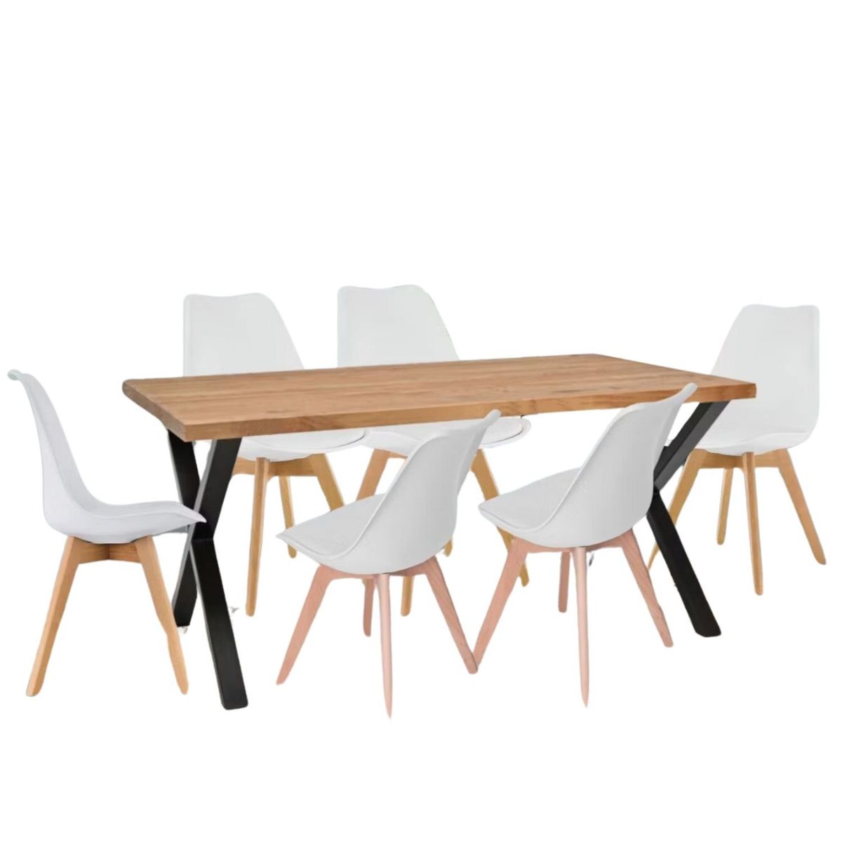 EKONOMODO - Juego de Comedor Moderno para 6 Personas (Comedor + 6 Sillas) Ekonomodo 