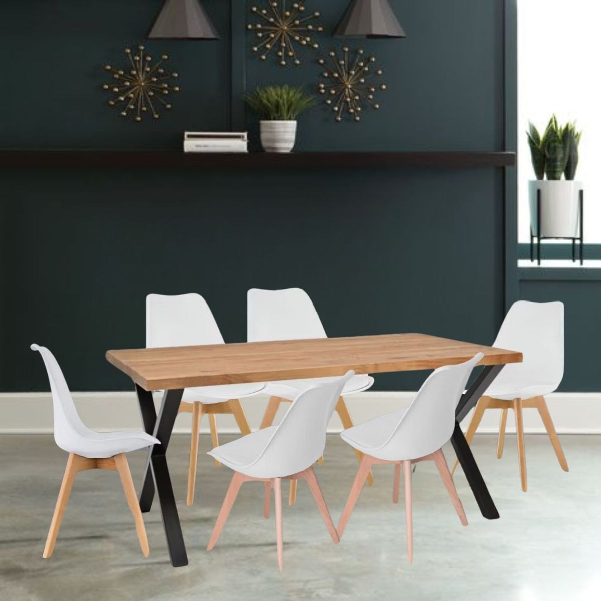 EKONOMODO - Juego de Comedor Moderno para 6 Personas (Comedor + 6 Sillas) Ekonomodo 