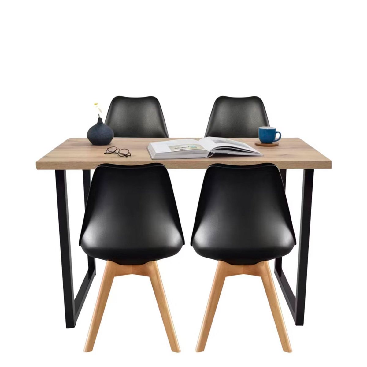 EKONOMODO - Juego de Comedor Moderno para 4 Personas (Comedor + 4 Sillas) Ekonomodo 